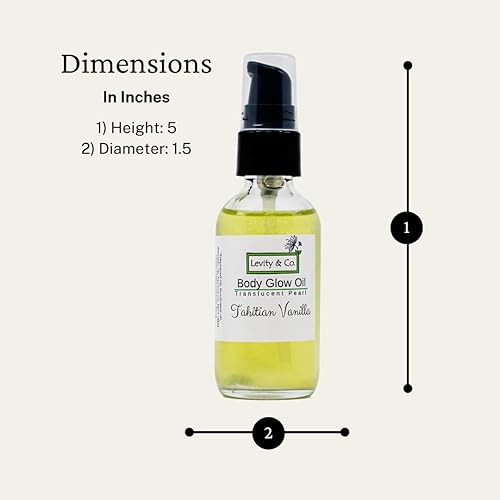 Miniatura 3 de Levity & Co. Aceite de brillo corporal en vainilla de Tahití con brillo de perlas translúcidas. Aceite natural perfumado para brillo corporal con