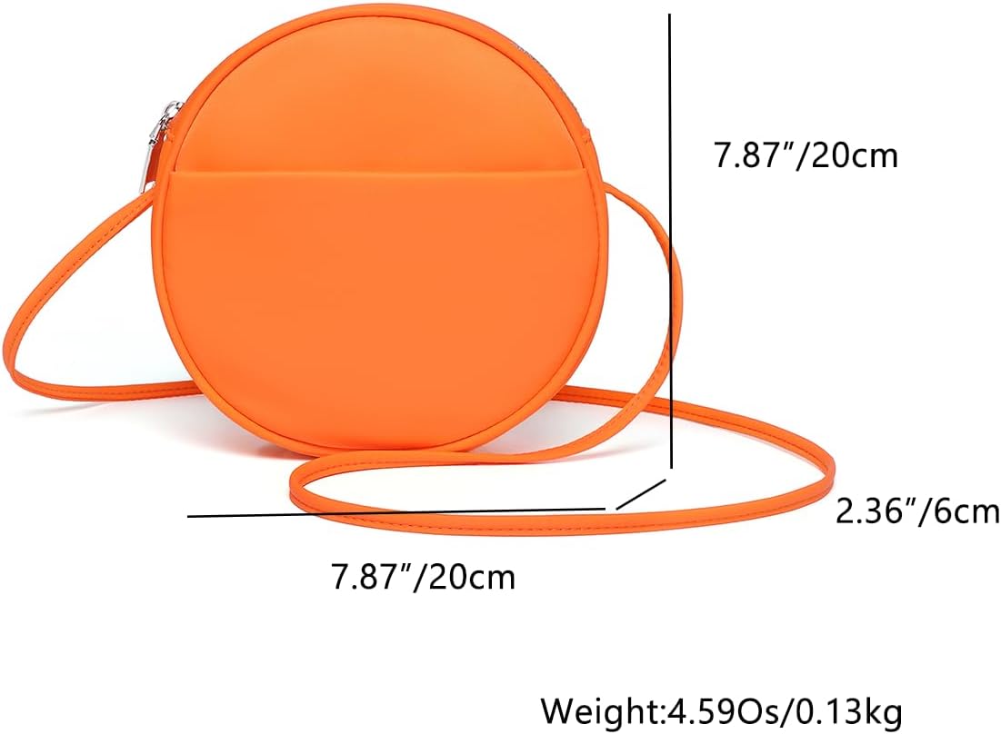 Circle Crossbody Bag for Women NYLON Circle Purse with Zipper Adjustable Knot Shoulder Straps