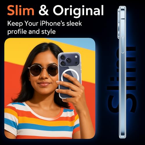 Image of Jkobi Lifetime Anti-Yellow MagSafe Compatible Clear Back Case Cover for Apple iPhone 17 Pro (Sleek Hard Crystal | Camera Protection and Shockproof)