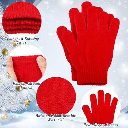 12 Pairs Christmas Kids Gloves with cards Winter Toddler Full Fingers Knit Gloves Stretchy Warm Glove Bulk for Boys Girls3