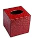 Leather Square Tissue Box Creative Personality Living Room Home Office Pumping Tray Box (Red)