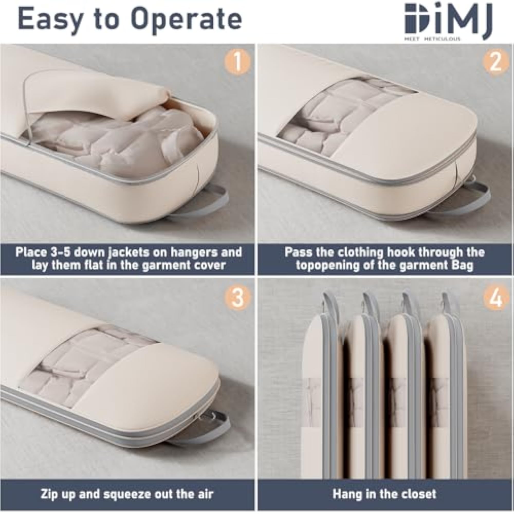 4 Pack 43" Space Saving Garment Bags for Hanging Clothes