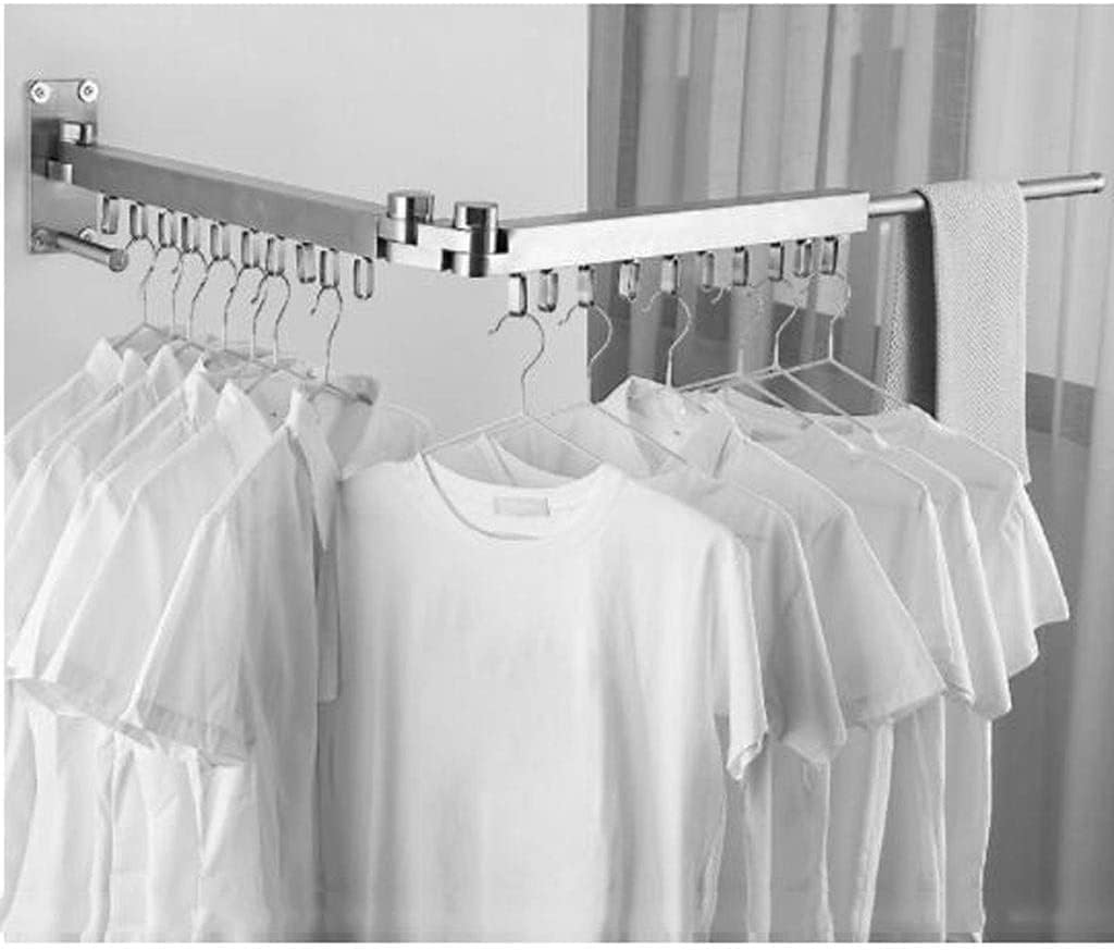 Wall Folding Laundry Drying Rack, Space Saving Bathroom Towel Bar Stainless Steel Dryer Home Rotatable Extendable Airer Drying Rack