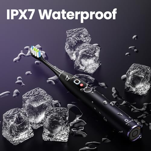 Oclean Cepillo electrico sónico X Series Pro Gift Set, Pantalla táctil inteligente, 32 Niveles de intensidad, 3 Modos, Cargador 2 en 1, 30 días, IPX7, 6 Cabezales, Estuche de viaje, Morado - imagen 6