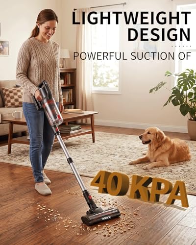 Image of Pet Cordless Stick Vacuum Cleaner, Upright Vacuum Cleaning | XL Dust Cup | LED Headlights| Tangle-Free| Hepa Filiter| Portable,Lightweight| 50-Min Runtime| 80000RPM Motor
