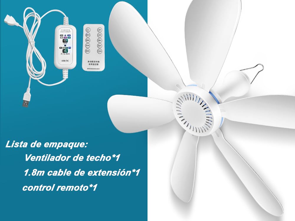 Ventiladores de Techo con Mando a Distancia 6 Aspas 4 Velocidades Temporizador Hasta 12h Ventilador Techo Pequeño Silencioso