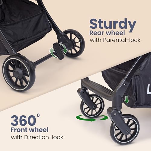 Image of LuvLap Regency Baby Stroller, Pram for 0 to 3 Years with 5 Point Safety Harness, Large Storage Basket, Heavy Duty Wheels, Easy Fold, Extendable Canopy, Multilevel Recline & Adjustable footrest