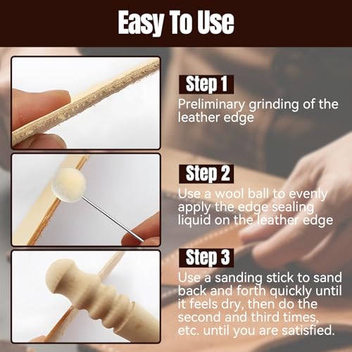 WEILAOK Leder Versiegelung, Lederkantenversiegler Lederkantenfarbe, Leather Burnishing Tool Kantenanleim für Ledergeldbörsen, Taschen, Schuhe und Andere Lederwaren, 60 ML