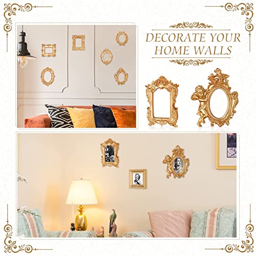 Yulejo 10 Pcs Vintage Resin Picture Frame Antique Photo Frame Vintage Collage Frame Mini Oval Rectangle Frames Wall Hanging Frames For Diy Jewelry Display Home Decor, Without Glass Or Backing (Gold) #TOP3
