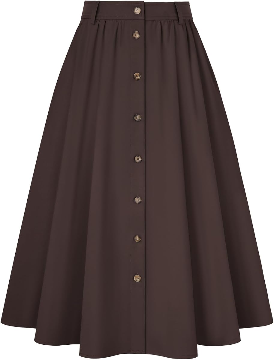 Belle Poque Faldas midi de mujer de talle alto con bolsillos