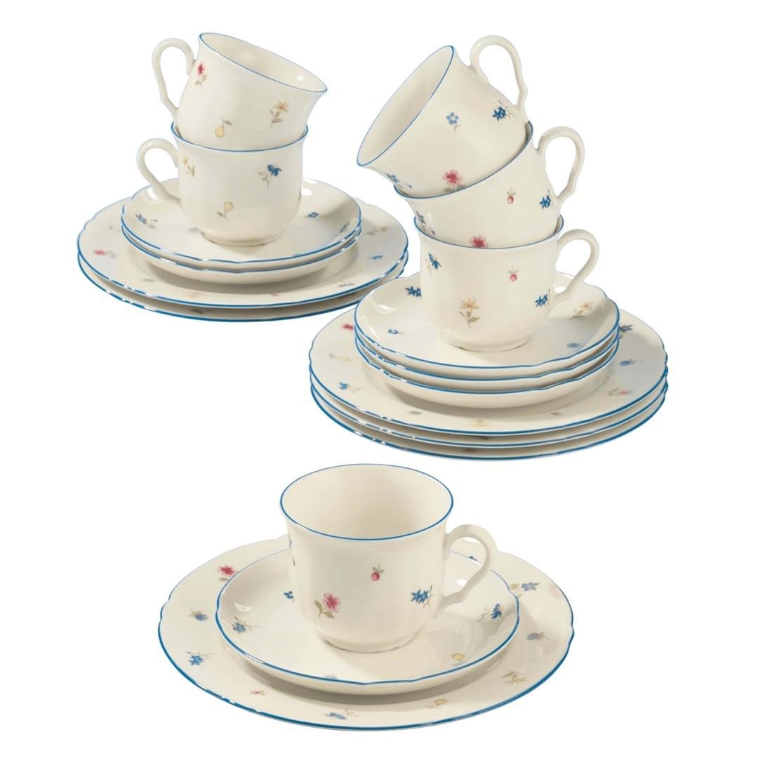 Seltmann Weiden 4052212028354 Marieluise kość słoniowa kwiat rozsypywany serwis do kawy, porcelana