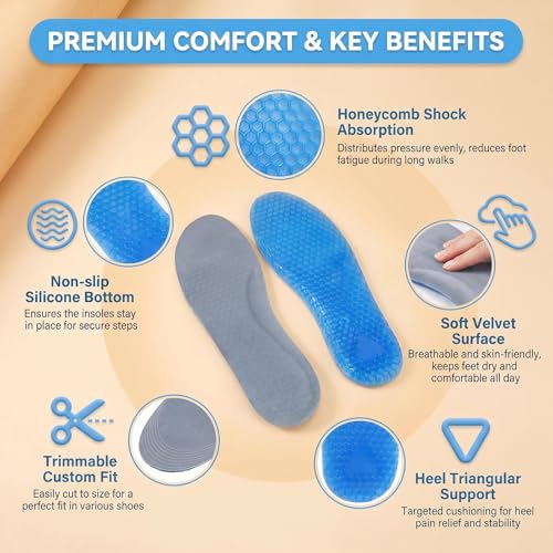 Plantillas deportivas en gel silicona azul, talla L miniatura 3