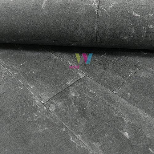 Rasch Charcoal Brick Pattern Wallpaper Realistic Stone Wall Faux Effect Textured Motif ( 414639)