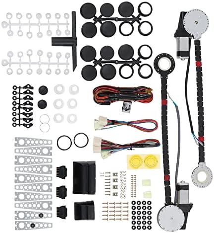 JDMSPEED New Universal Electric Power Window Lift Regulator Conversion Kit with Switches Wiring and Hardware for 2 Door Pickup SUV Truck Van Car