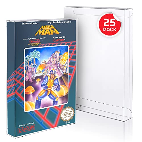 EVORETRO Thick Dust Scratch Moisture Resistant - 0.4 mm Thick Clear Plastic Protectors compatible for Nes Game Box - pack of 25