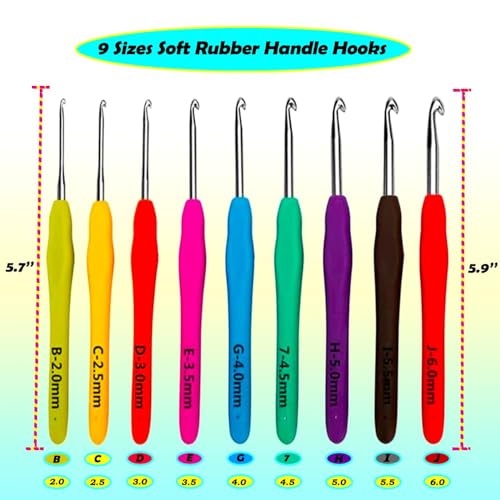 Image of Yarniss Ergonomic Crochet Hooks Set, 9 Sizes Crochet Hooks with Case 2.0mm~6.0mm for Beginner (Pack of 2)