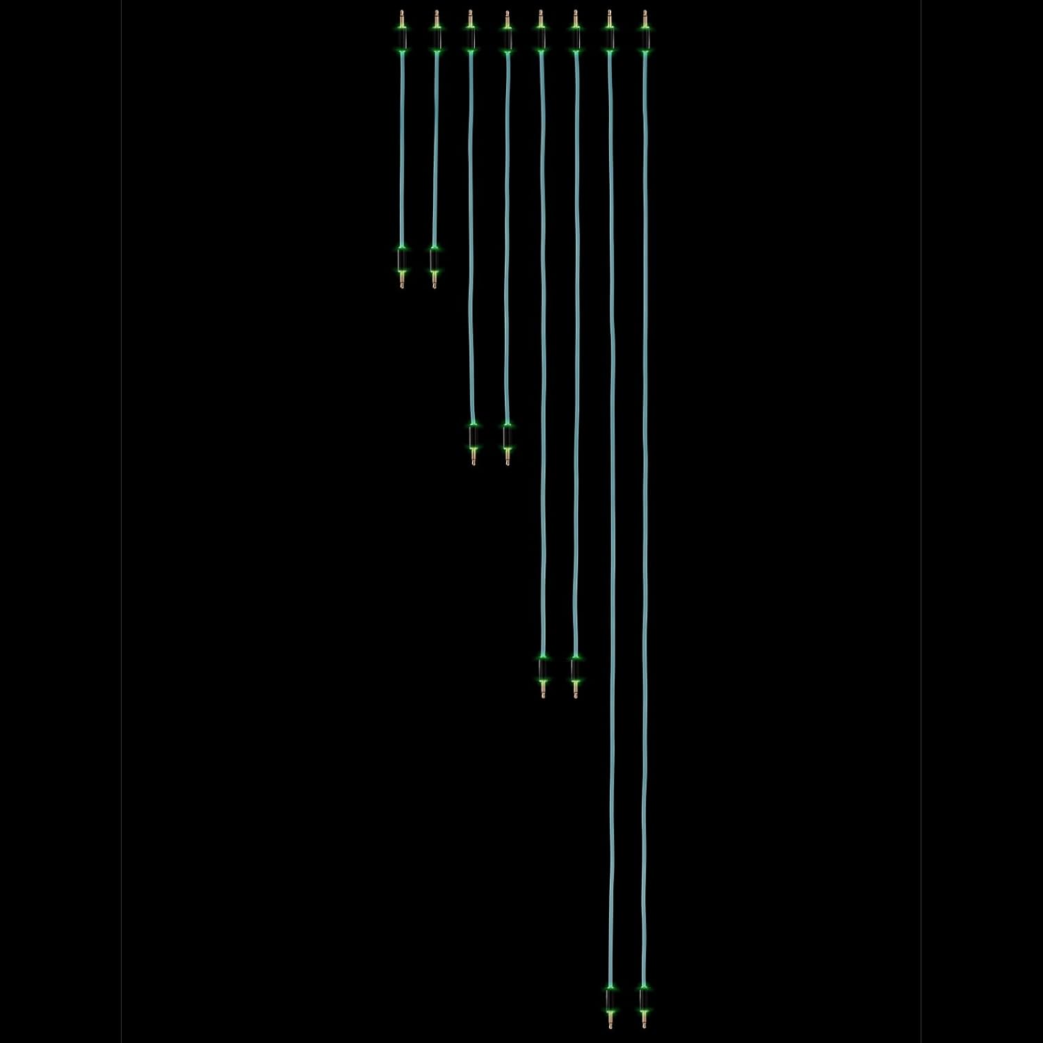 MyVolts Candycords Halo LED Patch Cables 8-Pack, Straight Mini Mono Jack to Straight Mini Mono Jack, 2x15cm 2x30cm 2x50cm 2x80cm, Mint Green
