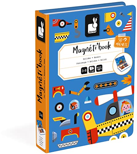 Janod Magnetibook 69 Pc Magnetic Racers Vehicle Game - Ages 3+ - J02715 #TOP1