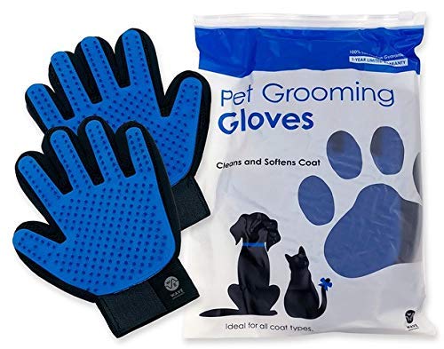 PAIR of Pet Grooming Gloves - 3-in-1 Deshedding & Grooming Glove System for your Cat or Dog - Upgraded Version - Best Hair Remover Brush & Shedding Brushes for Dogs, Cats & Horses - Fur Removal Mitt