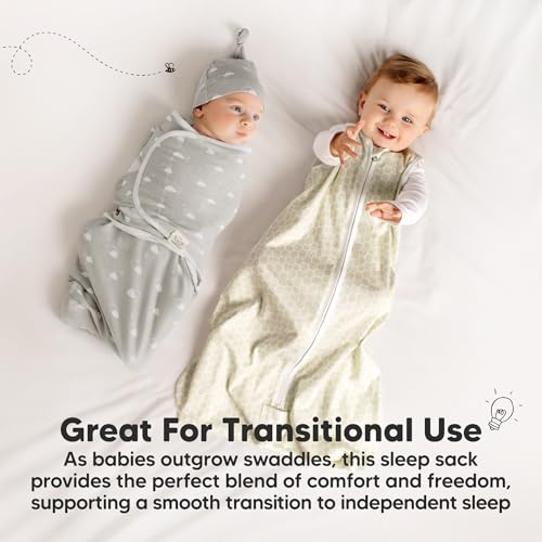 Image of 2-Pack Baby Sleep Sacks, Zipper Wearable Blanket - 100% Organic Cotton 0.5TOG, Soft Lightweight Toddler Sleeping Sack 3-6 months, Easy to Wear Newborn Swaddles Sleepsack (Bunnies, S)