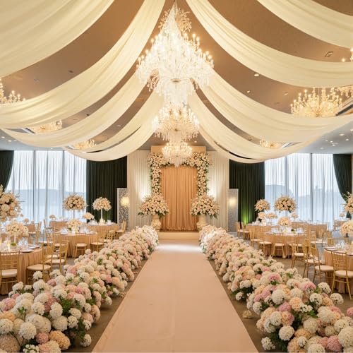Champagne Ceiling Drapes Weddings