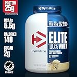 Dymatize Elite 100% Whey Protein Powder, Vanilla, 25g of Protein, 5.5g BCAAs, Less Than 140 Cal., Gluten Free, 2g Carb, 2g Sugar, 3g Fat (67 Servings) - Image 2