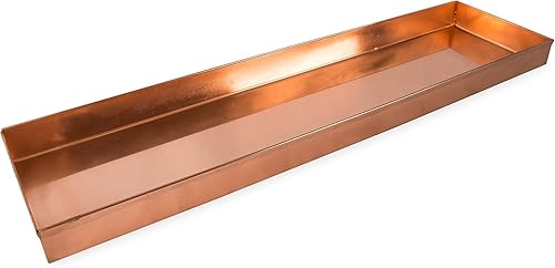 Miniatura 1 de Bandeja rectangular de acero inoxidable chapado en cobre de 20 pulgadas, soporte para suculentas, decoración moderna de granja para el hogar,