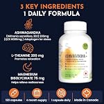 Live 5AM Ashwagandha 6000mg, L-Theanine 200mg, Magnésium 75mg, 120 Caps. Adaptogène utilisé en phytothérapie pour augmenter la résistance au stress. Fabriqué au Canada