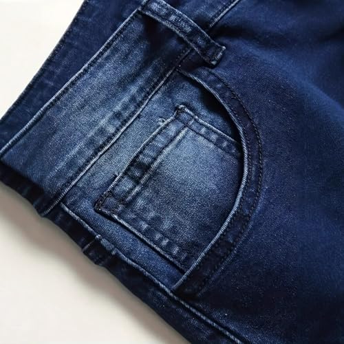 Jeans Pants Trousers Denim Ripped Elastic Tight Fit High Waist Washed Blue Street Trendy Small Leg for Men4