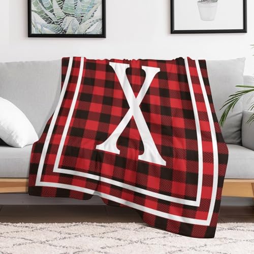 Couverture lettre initiale X monogramme 152x203cm douce pour lit et canapé