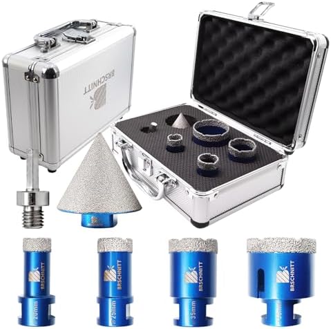 Diamond Core Drill Bit Set for Porcelain Tile Ceramic Marble Granite Drilling,BRSCHNITT 6 8 10 20 25 35 38 50 68mm Vacuum Brazed Diamond Hole Saw with M14 Thread