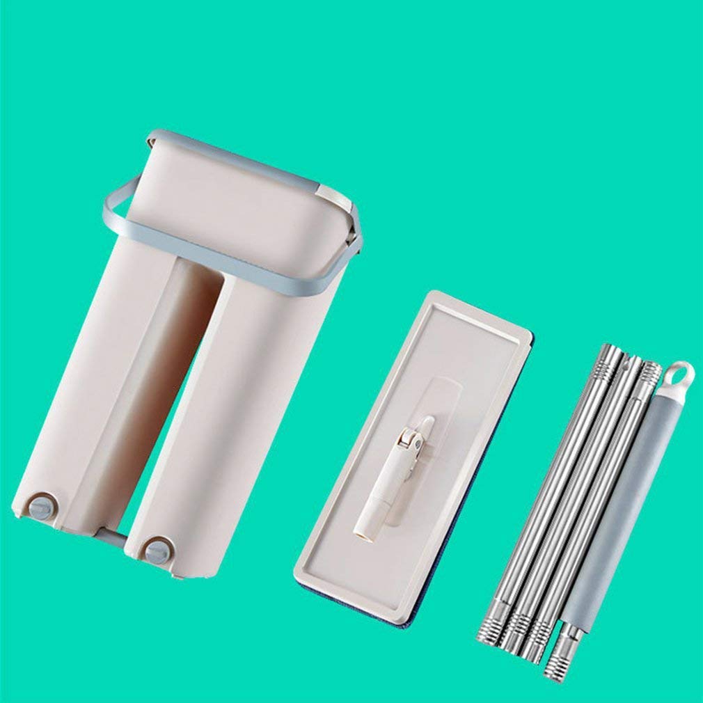Lazy Man Free Lavado de Manos Raspador Plano Trapeador Trapeador de Microfibra Trapeador Cubo Varilla Trapeador Prácticas Herramientas de Limpieza (Beige 2PCS x trapeador)