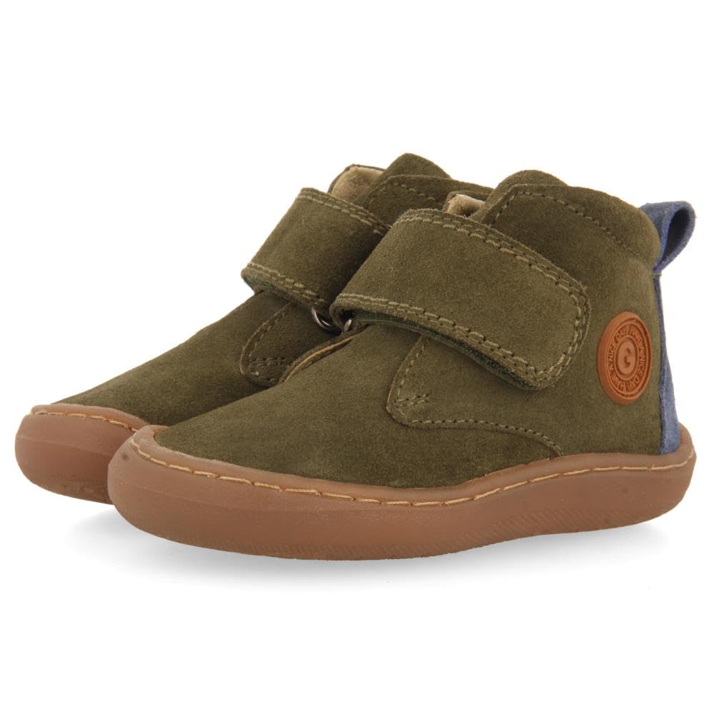 GIOSEPPO Barefoot - WIRT Leather Ankle Boots, Khaki, 4 UK Child