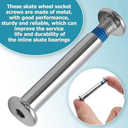 Biaungdo 20 Sets 32mm Inline Skate Wheels Screws, 6mm OD Inline Skate Replacement Bearings Roller Skating Screws Skating Wheel Axles Socket Screw with 1 Pack Installation Tool - Thumbnail 4