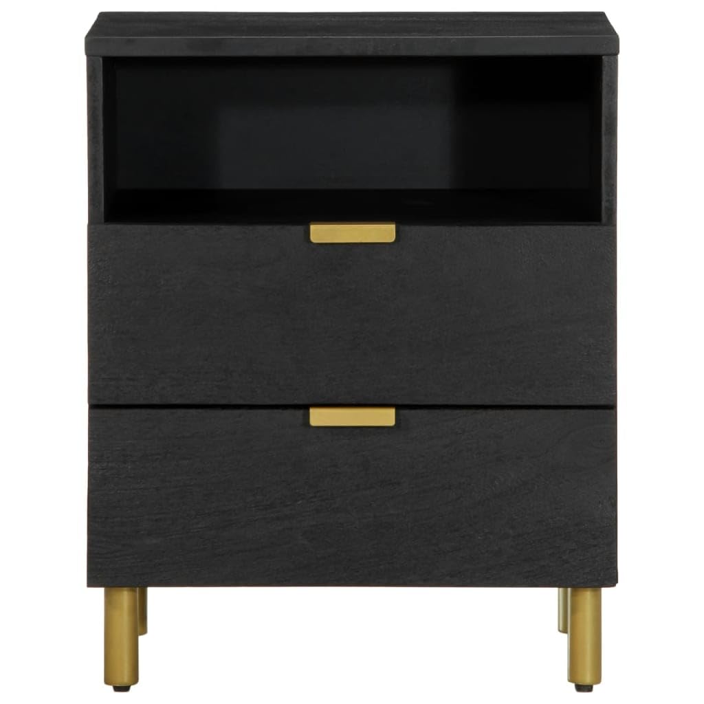Homgoday Mesita de noche, mesita de noche, mesita de noche, mesa auxiliar, mesa auxiliar para cama, dormitorio, salón, color negro, 50 x 33 x 62 cm, madera