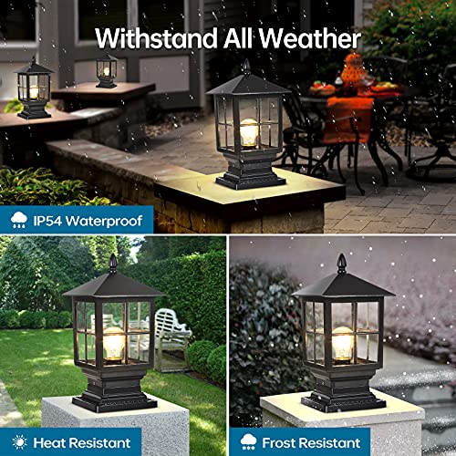Slawa Outdoor Post Light Fixture, Modern Outdoor Column Lights Ip54 Waterproof Aluminum Pillar Lights Outdoor Lighting For Yard Garden Patio Path, With Clear Glass Shade #TOP3