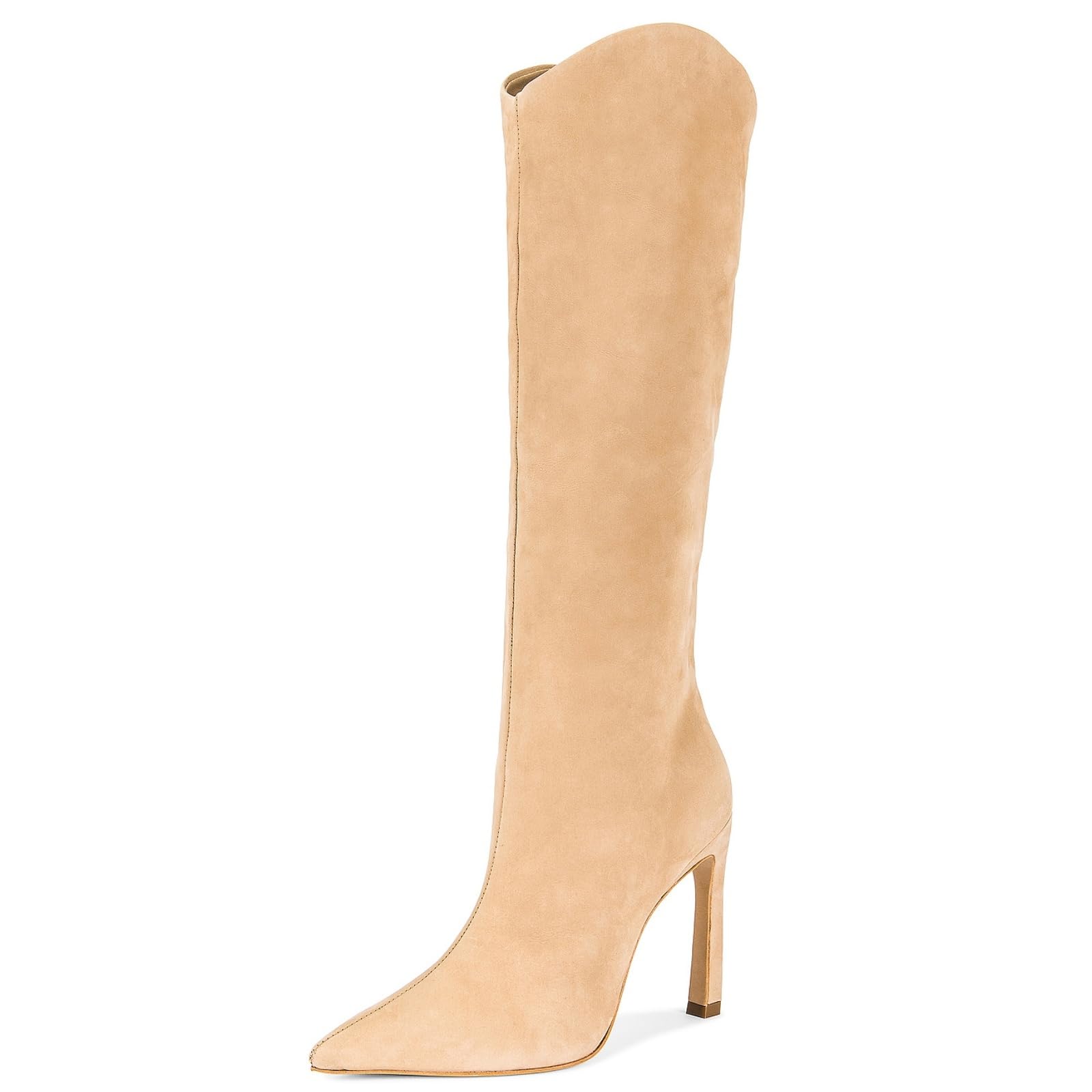 Womens Knee High Boots Stiletto Heel Pointed Toe Dress Boots Pull On Tall Fashion Boots Comfortable Faux Leather