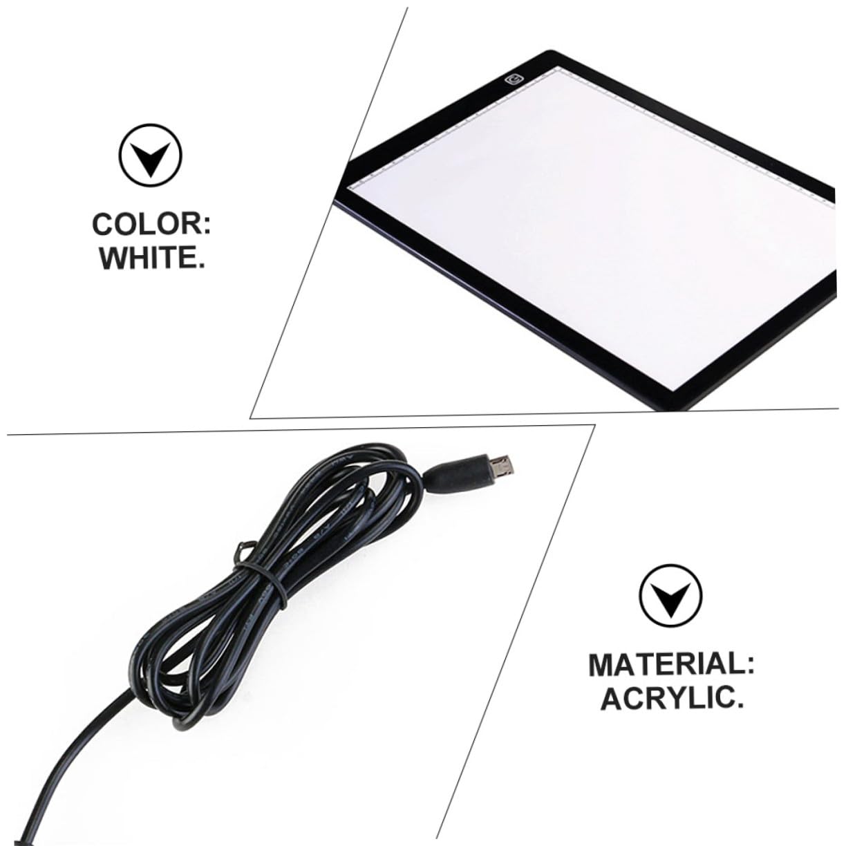 UTHCLO Table à Dessin LED A4 Blanc en Acrylique avec Câble USB et 2 Aimants, Tablette Lumineuse à Faible Consommation pour Usage Professionnel et Embossage