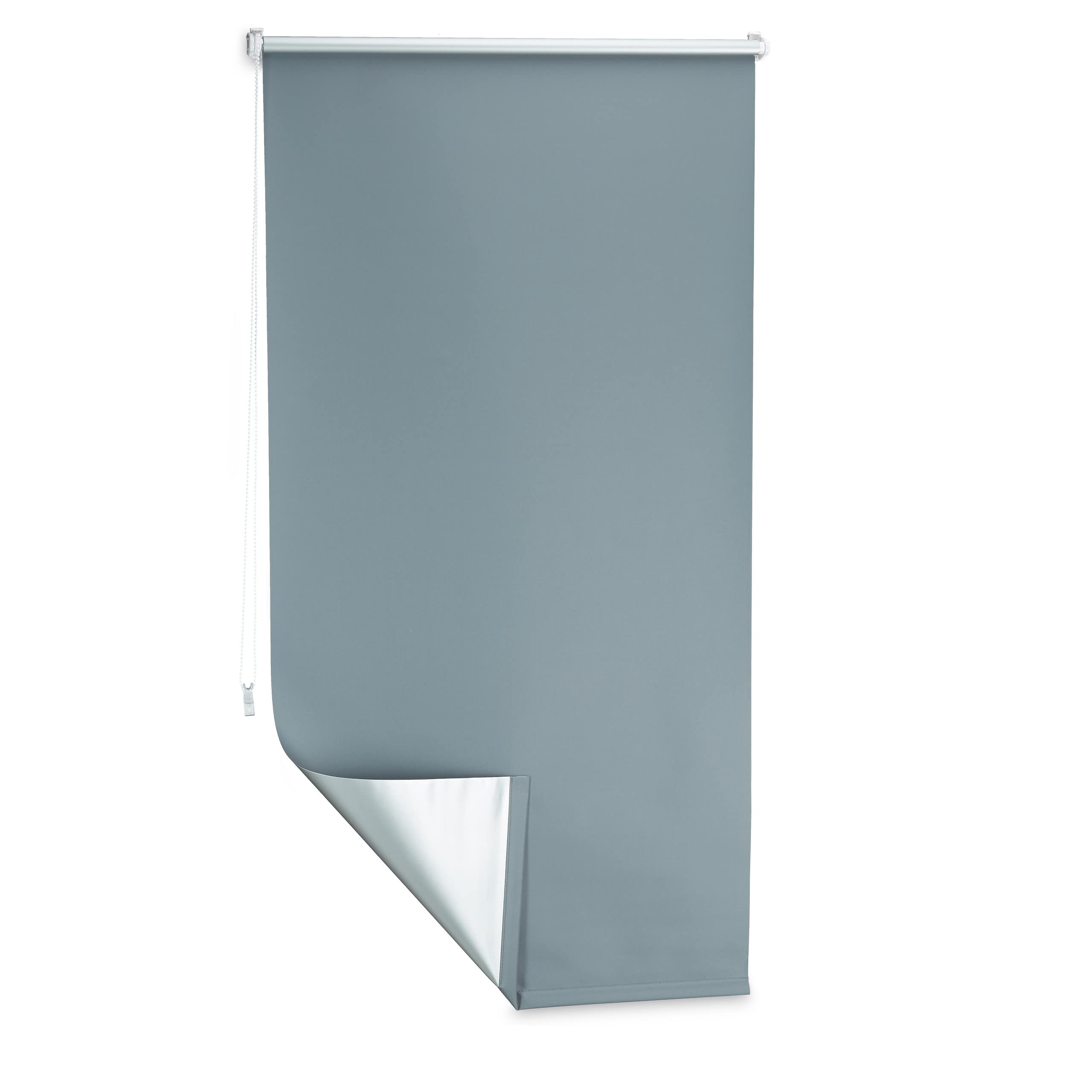 Relaxdays Estor Opaco Térmico, Sin Taladrar, Enrollable, Cadena, 1 Ud, Tela-Aluminio, 80x210 cm, 76 cm Ancho, Gris