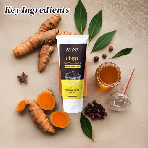 Image of Gentle Exfoliating Face & Body ubtan With Vitamin E and C face and Body Scrub | Removes Dead Skin & Impurities | Brightening All Skin Types 100gm