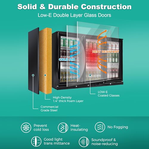 AUTENS Commercial Refrigerator 3 Glass Door, 300L+ Bar Fridge with R290 Refrigerant & COPELAND Digital Control, Energy Efficient Beverage Cooler for Restaurant, Bar, Cafe, ETL/DOE Certified