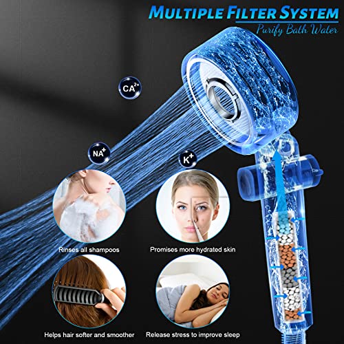 Luxsego Filtered Shower Head With Handheld Spray For Skin And Hair Care, High Pressure Showerheads With Filters For Hard Water, Hydro Jet Showerhead Set Includes Hose, Bracket And Mineral Beads, Black #TOP1