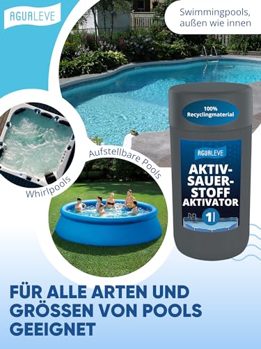 AGUALEVE® Aktivsauerstoff-Aktivator 1kg *NEU* | Aktiviert und verstärkt Aktivsauerstoff + Algenschutz | Für Pools, Aufstellpools, Whirlpools, Planschbecken | Markenqualität Made in Germany