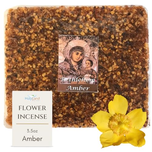 Holy Land Market Jerusalem Crushed & Sealed Amber Flower Incense | Natural Frankincense | Church Incense 3.5 oz| Orthodox Incense | Biblical Incense | Resin Incense | Holy Land Sacred Blend