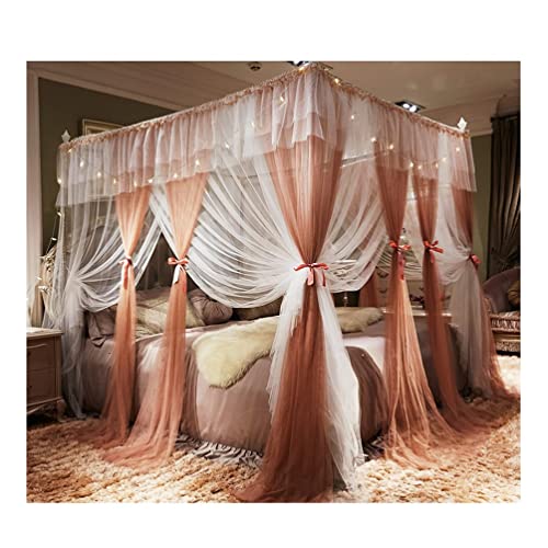 Mosquitera con dosel para cama de 120x200 cm con 4 postes color marron 3