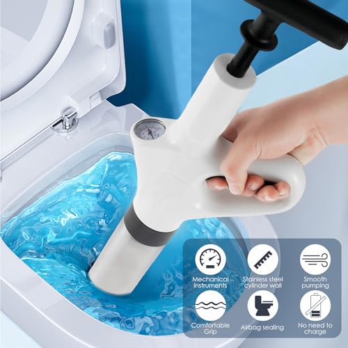 KTZCTPCA High Pressure Toilet Plunger, Toilet Air Drain Plunger, Floor Drain Clog Remover Air Drain Blaster, Sewer Pipe Unclogger Toilet Drain Unblocker, Drain Blaster Gun Remover Tool
