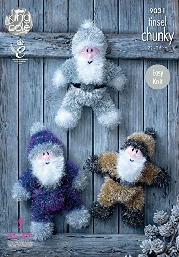 King Cole Tinsel Chunky Easy Knit Knitting Pattern for Santa Claus Christmas Toys 3 Sizes (9031) by King Cole