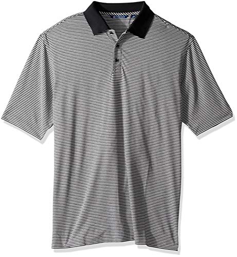 Cutter & Buck mens Moisture Wicking Drytec Upf 50 Forge Tonal Stripe Polo Shirt, Black, X-Large Tall US