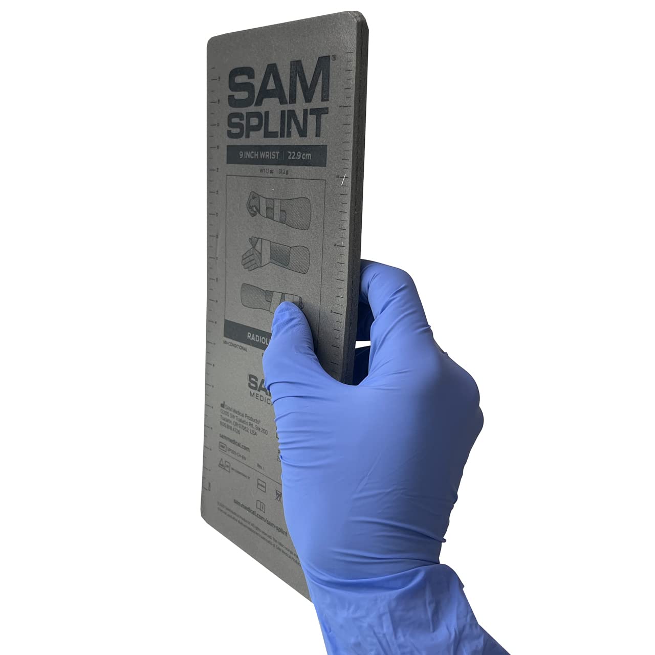 SAM Medical SAM Splint Small Flat Fold 9" x 4.25" - Moldable Aluminum Foam Splint for Fractures, Sprains & Strains, Charcoal Gray - 1 Count