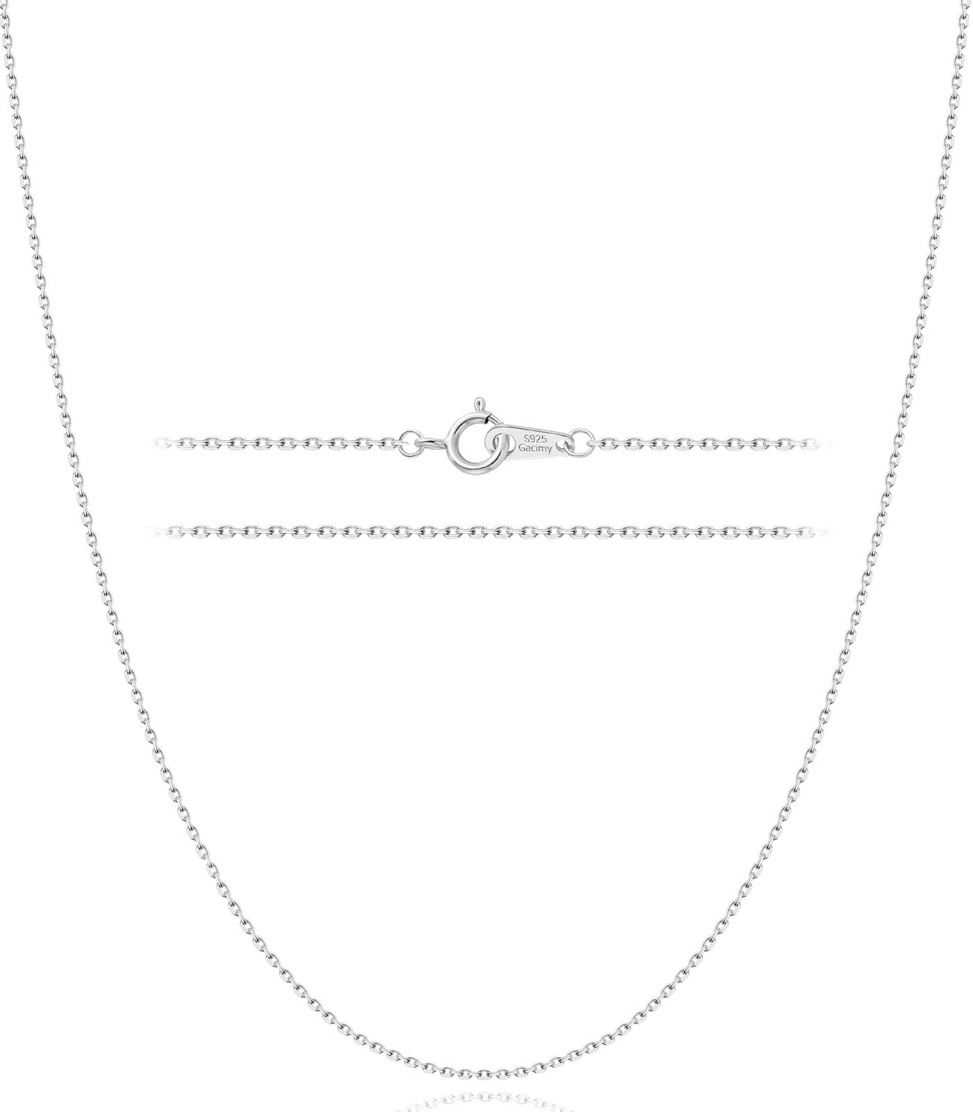 Gacimy 925 Sterling Silver Chain for Women, 1mm 1.3mm 1.5mm 1.8mm Cable Chain Necklaces